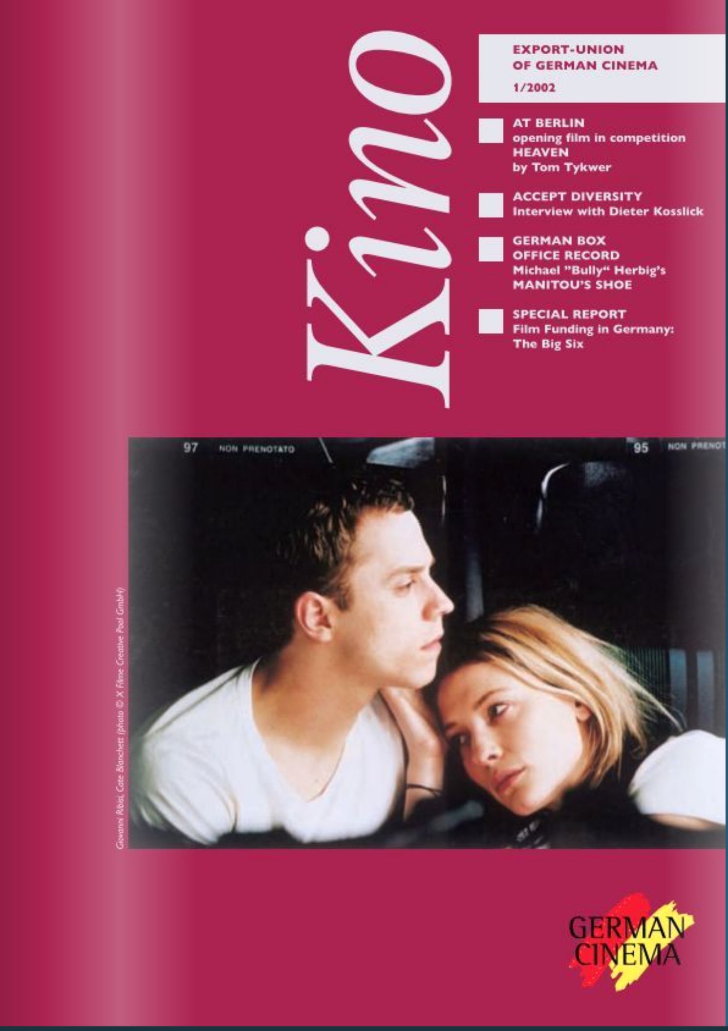 KINO-GERMAN CINEMA magazine side cover Issue 1    2002